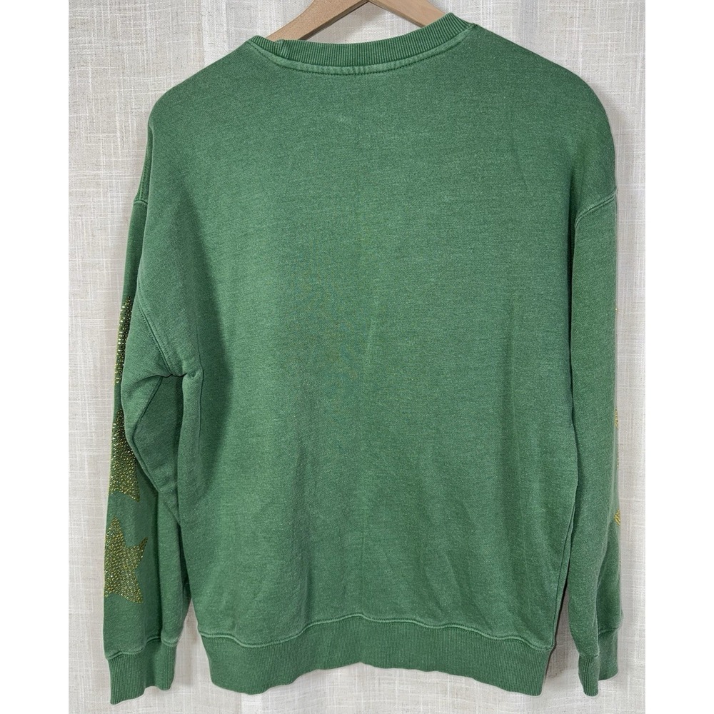 Def Leppard Green Graphic Sweatshirt Rhinestone Star Sleeves Women's Size S - Picture 3 of 6